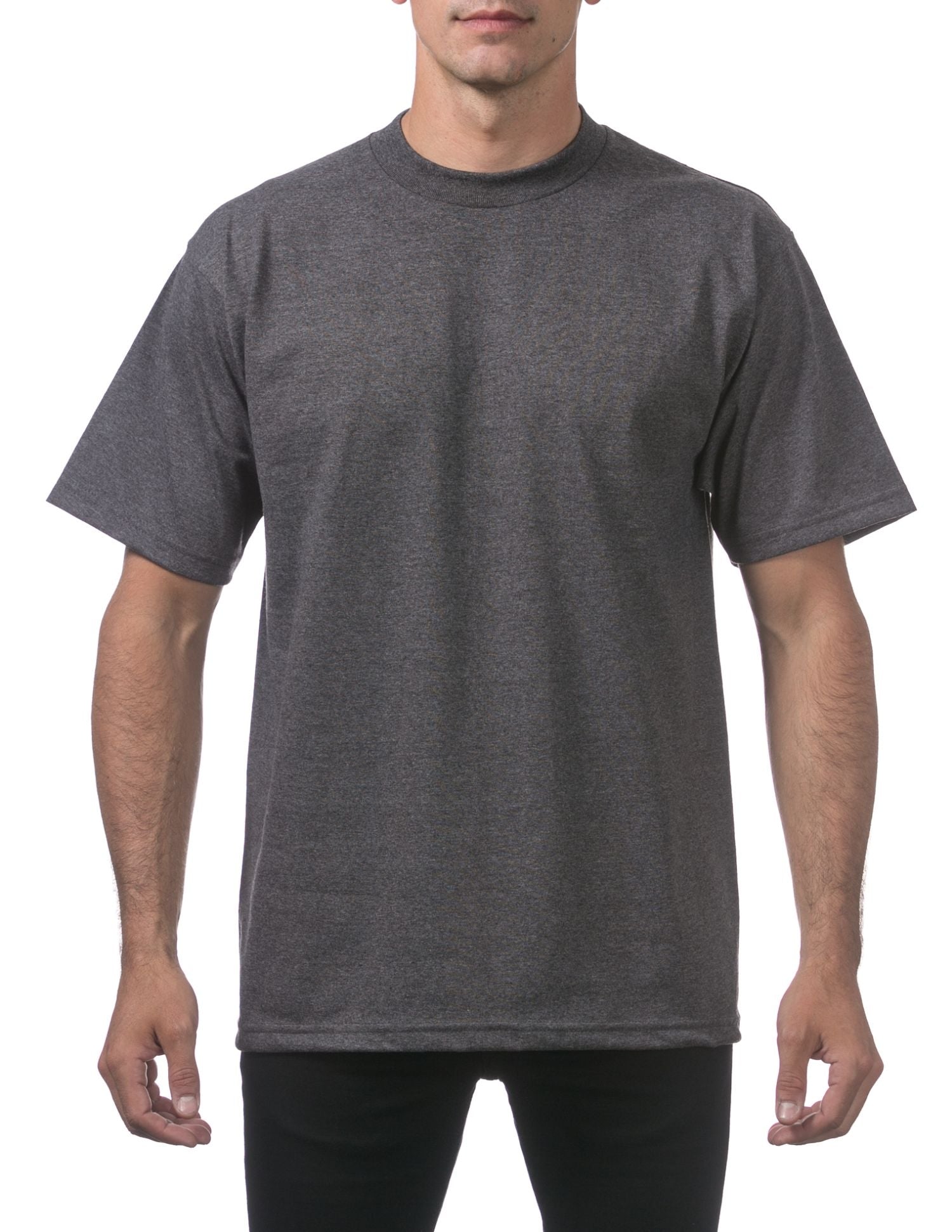 Pro Club Men's Heavyweight Cotton Short Sleeve Crew Neck T-Shirt, Charcoal, Medium