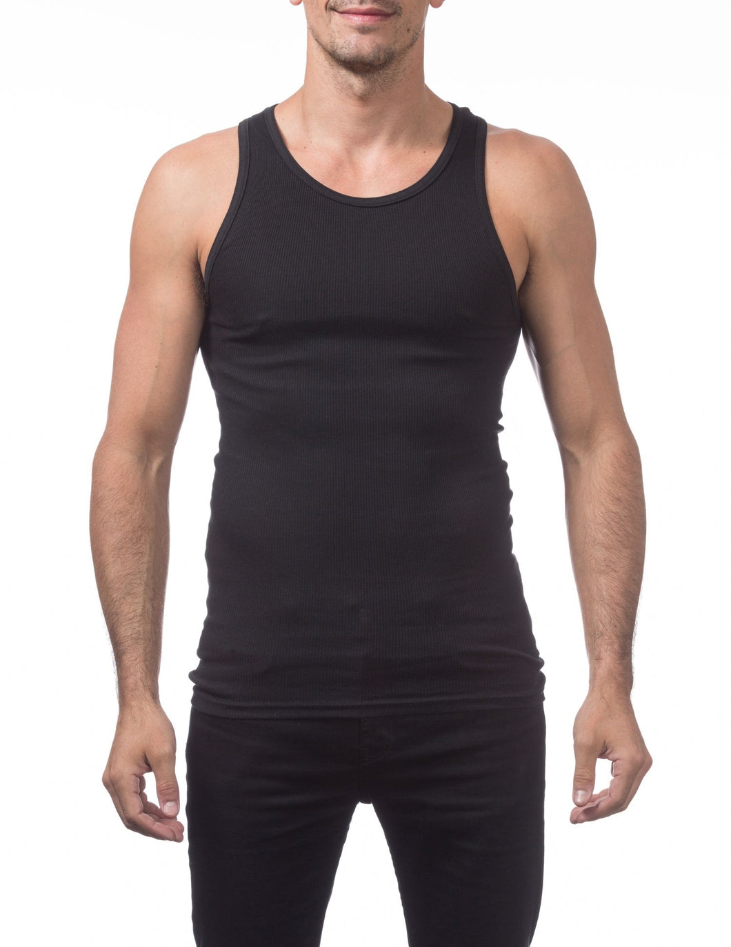 Pro Club Men's 3-Pack Premium Ringspun Cotton Ribbed A-Shirt - BLACK-T Shirt Mall LLC