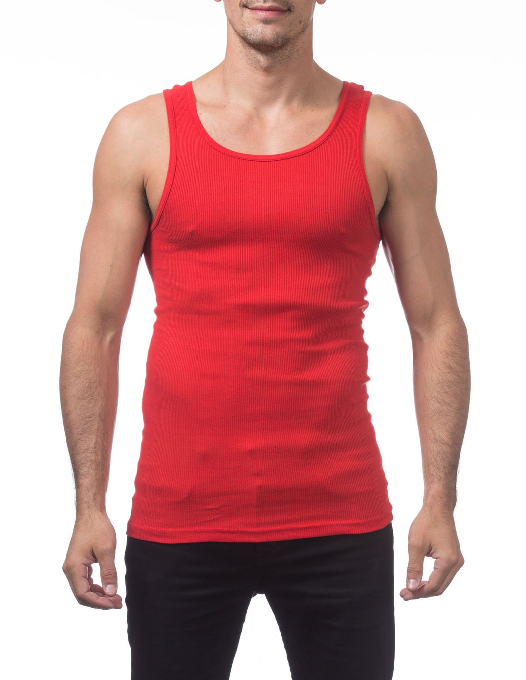Pro Club Men's 2-Pack Premium Ringspun Cotton Ribbed A-Shirt - RED-T Shirt Mall LLC