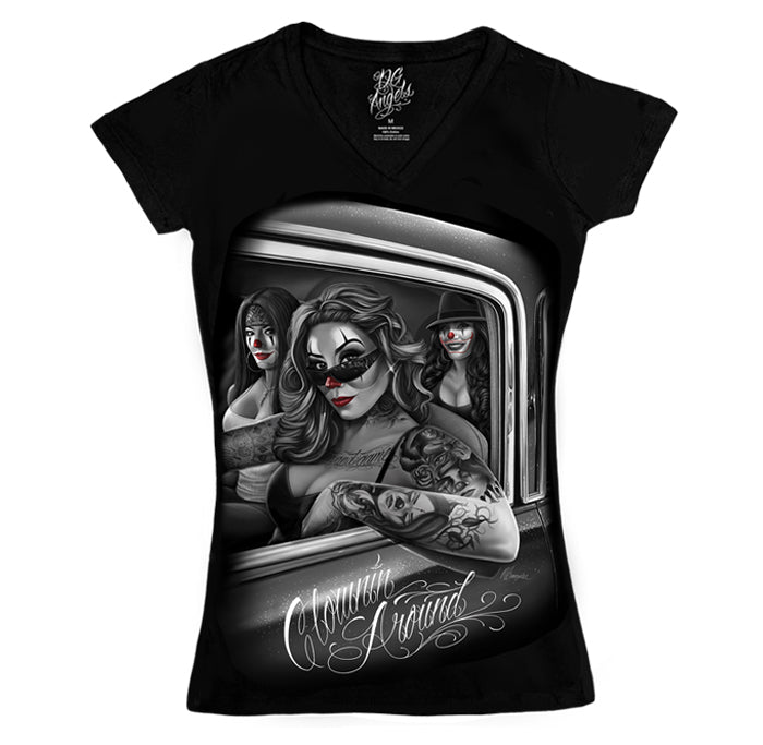 DGA CLOWNIN AROUND WOMENS V-NECK nice tee shirts-T Shirt Mall LLC